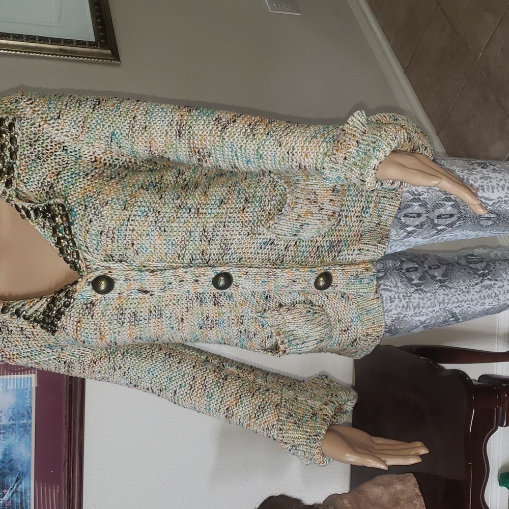 Bcbgmaxazria M Multiple Color Open Knit Beaded La… - image 3